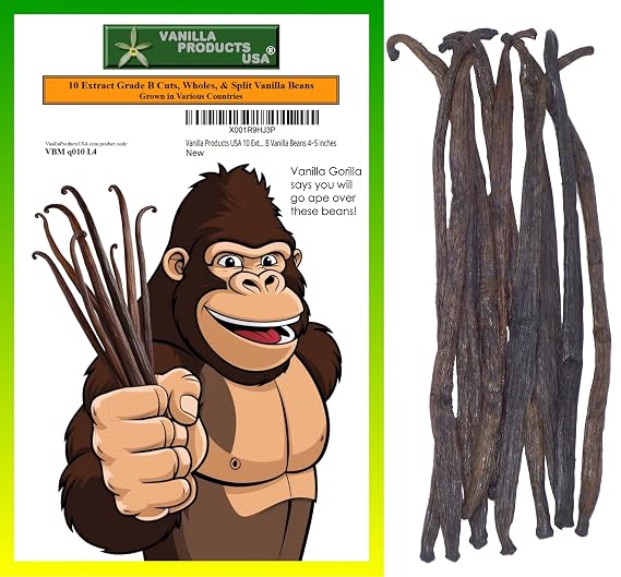 Vanilla Products USA 10 Extract Grade B Vanilla Beans 4~5 inches (12~14 cm)