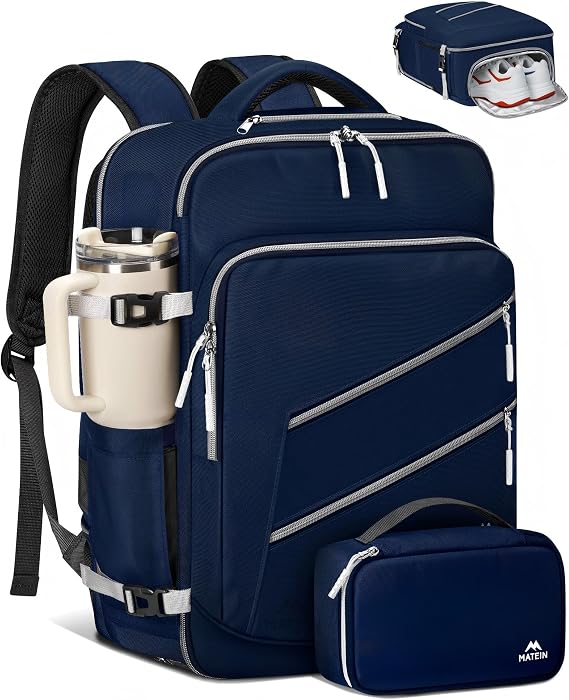 MATEIN Travel Personal Item Backpack, Carry on Bag with Shoe Compartment