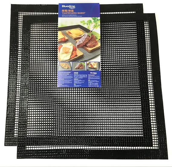 Bluedrop PTFE Open Mesh Crispy Baking Mats Quick Oven Liners Dehydrator Sheets Non Stick Perforated Toaster Meshes Pack of 2