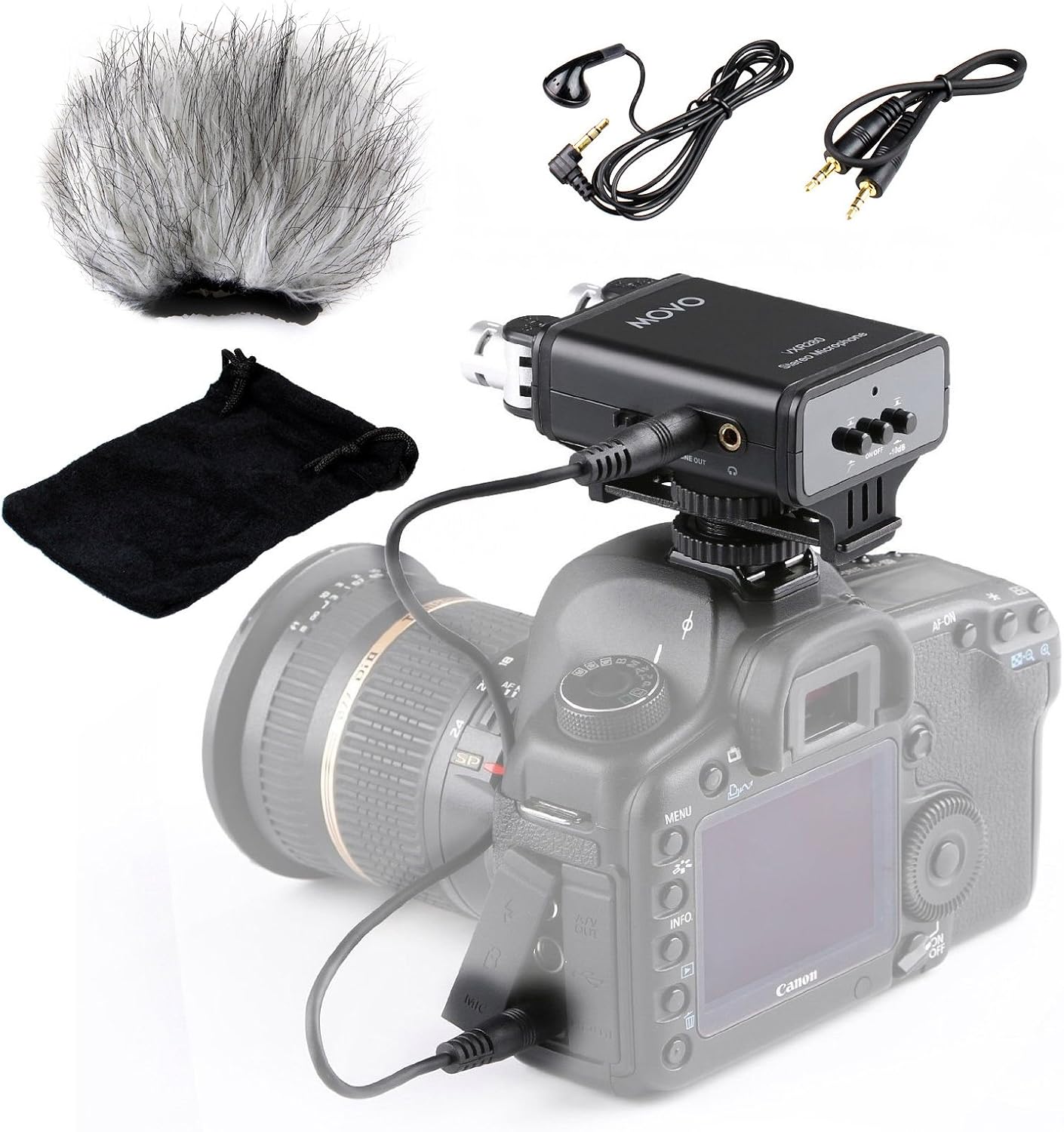 Movo Photo Directional XY Stereo Video Microphone for Nikon D7200, D7100, D7000, D5500, D5300, D5200, D3300, D3200, D810, D800, D750, D610, D500, D90, D5, D4, D4S, D3X, DF DSLR Cameras
