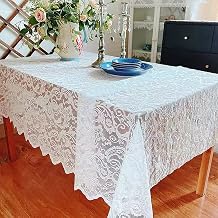 White Lace Rectangular Tablecloth Soft Tables Cloth for Indoor/Outdoor Home Kitchen Camping Party Dinning Wedding and Special Occasions Vintage Tabletop Decor (White,55 x 55 inch)