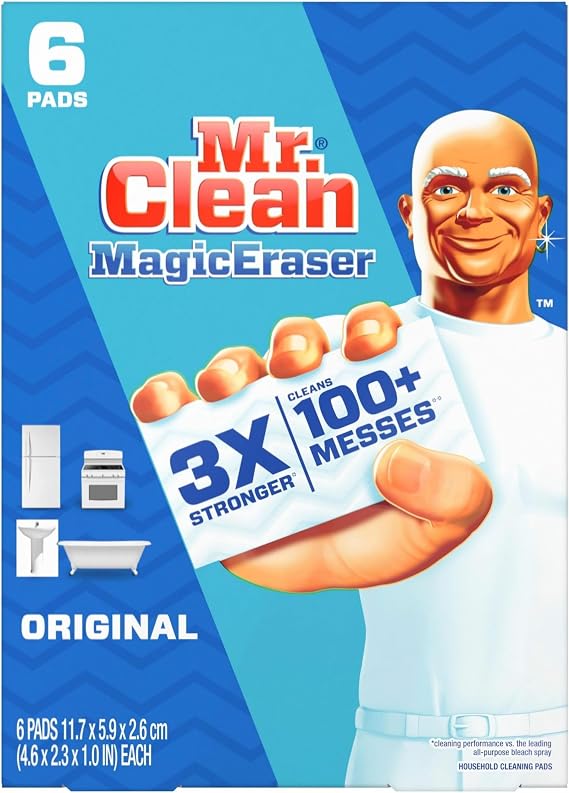 Mr. Clean Magic Eraser, 2.3 X 4.6, 1" Thick, White, 6/pack, 6 Packs/carton