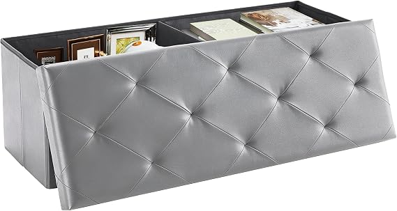 DUMOS 43 Inch Folding Storage Ottoman Bench, Large Ottoman with Storage