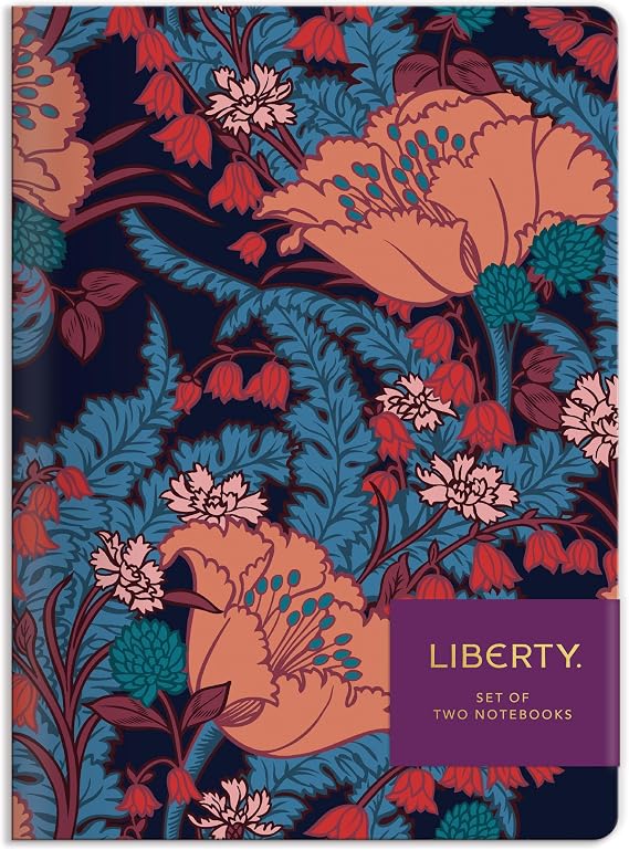 Galison Liberty London Floral Writers Notebook Set Includes Two 6 x 8.25 Soft Covered Journals 80 Lined Pages Each, Journal Notebooks with Center-Sewn Binding