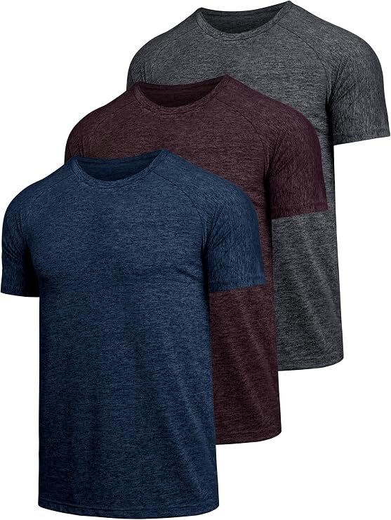 Teesmen 3 Pack Men's Quick Drying Shortsleeve Light and Breathable Sports T-Shirt Gym Wicking T Shirt