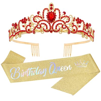 VELSCRUN Birthday Crown Birthday Sash Birthday Party Supplies Birthday Party Favors for Women Birthday Decorations Accessories Birthday Gifts