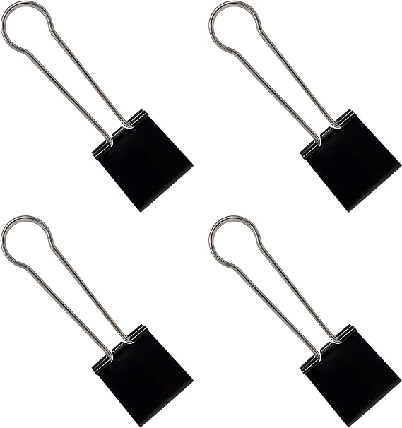 Clipco Binder Clips Jumbo Super Extra Large 2-1/3in Black (4-Pack)