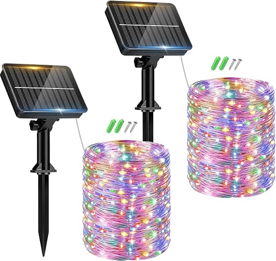 2 Pack Solar String Lights Outdoor Garden Waterproof 40FT 120 LED [Energy Class E]
