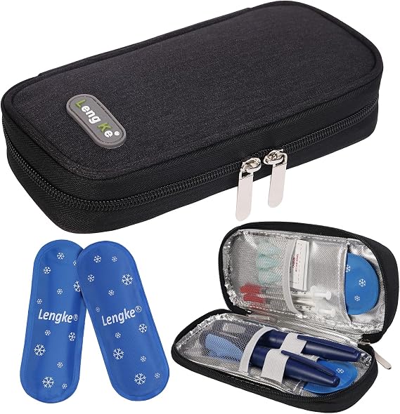 Insulin Cooler Travel Case for Diabetic, Insulin Cooling Case Travel Portable Insulin Pen Carrying Case Cooler Bag Organizer for Diabetic Supplies with 2 Ice Pack