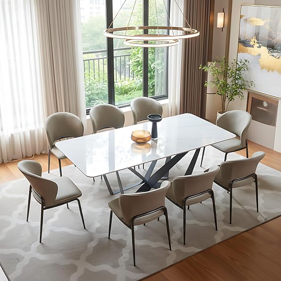 Rectangular Dining Table for 6 People, 71 Inch Luxury Modern Kitchen Table with Marble Tabletop and Batterfly Metal Base, Dining Room Table for Home Living Room(Table Only)
