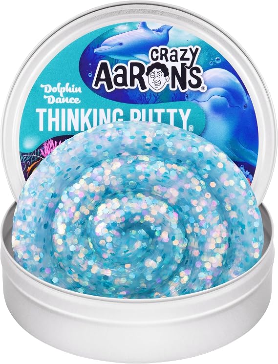 Crazy Aaron's Thinking Putty - Dolphin Dance - See-Through Sensory Putty for Kids and Grown ups in a 4" Tin - Creative and Endless Fun, Stress Relief Therapy Toys, Never Dries Out - Made in USA