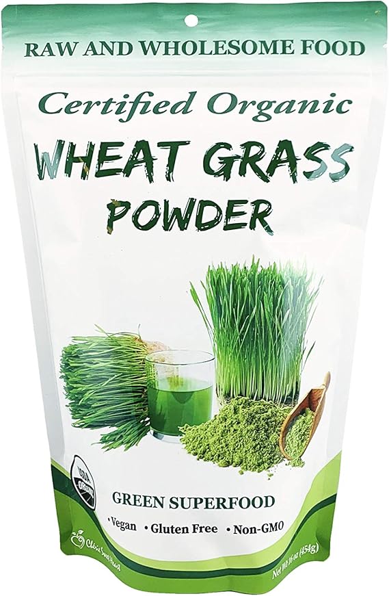 Cherie Sweet Heart Organic Wheat Grass Powder, Rich in Vitamins, Fibers, Fatty Acids and Minerals, Vegan Friendly (16 Ounce, 57 Servings)