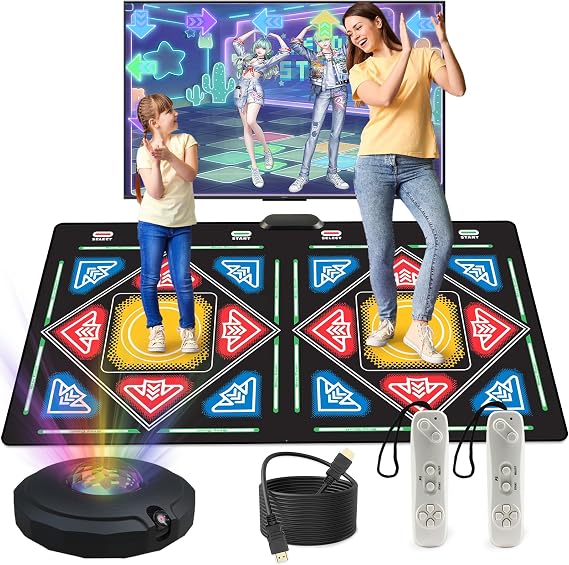 Losbenco Dance Mat, Electronic Dance Mat for TV with HD Camera, Wireless Double User Dance Mat with Game Controller, Non-Slip Dance Pad for Kids Adults, Christmas Birthday Gifts for Girls Boys
