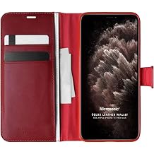 Microsonic Apple iPhone 11 Pro Max için Kılıf Delux Leather Wallet Kırmızı [iPhone 11 Pro Max ile Uyumlu Kılıf - Kırmızı]