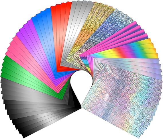 75 Sheets Reactive Foil Transfer Sheets, 15 Colors 11.8x7.87inch Transfer Foil Paper for Crafts Metallic Toner Reactive Foils for DIY Craft Embossing Scrapbooking Paper Cards Making Planner Invitation