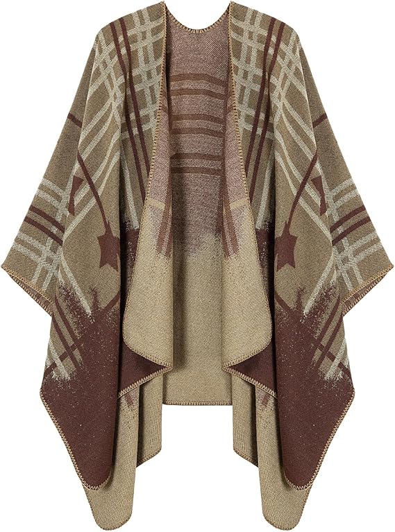 Women's Shawl Wrap Ponchos Warm Cape Cardigan Open Front Shawls for Spring Fall Winter