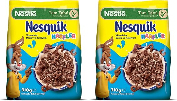 Nesquik Nestlé Harfler Kakaolu Buğday ve Mısır Gevreği 310 g 2li paket
