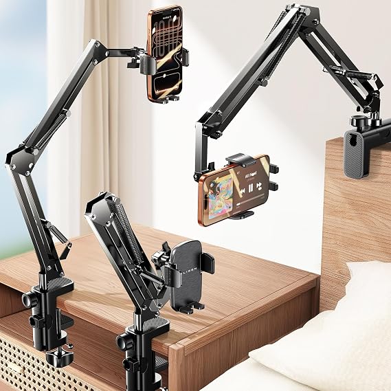 LISEN Cell Phone Holder for Bed Desk, Overhead Phone Mount iPhone Recording | Magic Arm, Gooseneck Phone Holder for Desk, Cell Phone Stand for Desk Recording, Tech Gadgets iPhone Gaming Accessories Gifts