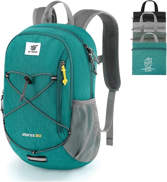 SKYSPER Foldable Small Backpack 20L Lightweight Hiking Daypack with Chest Belt Packable Travel Rucksack for Women Men