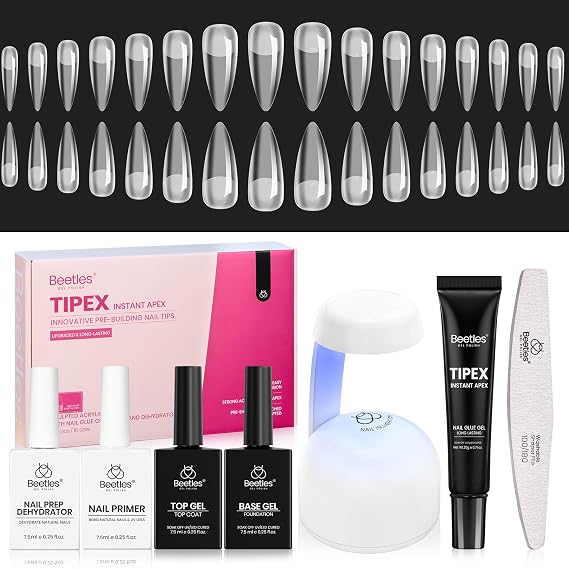 Beetles Tipex Instant Apex Nail Tips Kit, Long Stiletto, 224pcs 16 Sizes