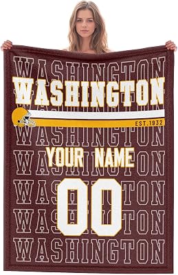 City Custom Football Throw Blanket for Men Women Kids Gifts Team Colors Flannel Blankets Add Name Number Sofa Bed Decor All Seasons 40x30, 50x40, 60x50, 80x60, Ships Next Day,Made in USA