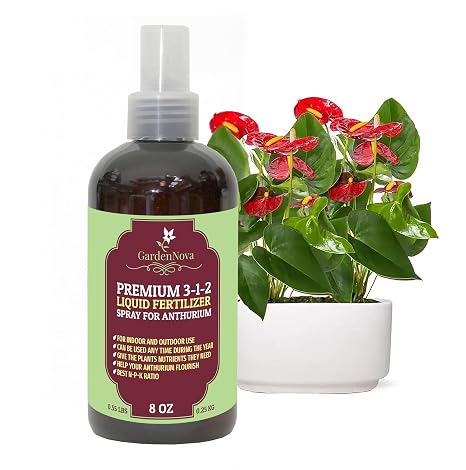 GardenNova Proffesional ANTHURIUM Spray Fertilizer Mist for Home Gardening | 3-1-2 Gentle Blend Mist for Healthy Leaves & Growth | Essential Nutrients for ANTHRIUM - 8oz