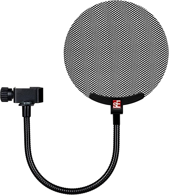 SE ELECTRONICS Pro Metal Pop Filter for Microphones - Entirely Metal Mic Pop Filter with Adjustable Gooseneck for Precise Positioning - Professional Microphone Accessories