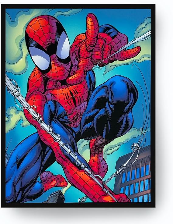 Menkind Marvel Comics Spider-Man LED Light Up Canvas 30 cm x 40 cm Poster Box Wall Art