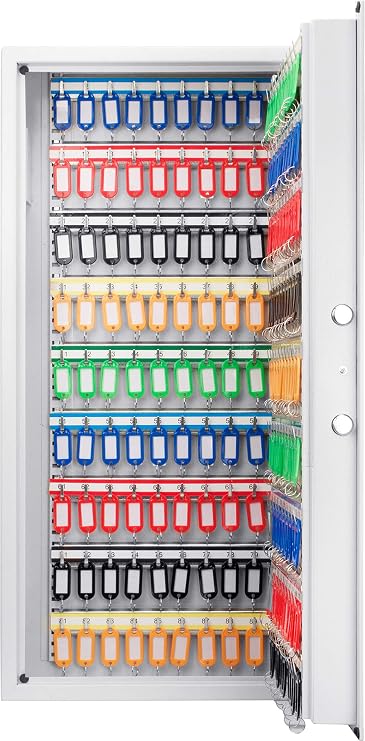 winbest Steel 180 Key Cabinet with Electronic Keypad Lock Box, White