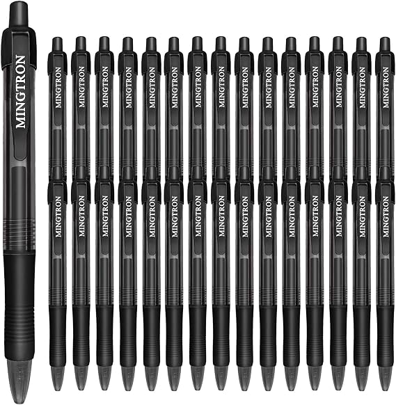 30 Pack No Smear Black Ink Retractable Fine Point Gel Pens Bulk, 0.5MM