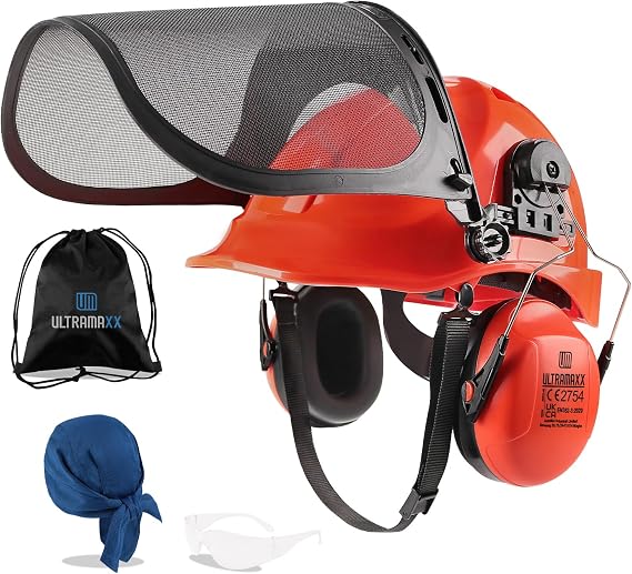 UM ULTRAMAXX 6-in-1 Chainsaw Helmet with Face Shield and Hearing Protection Ear Muffs, Forestry Safety Hard Hat Kits, ANSI Z89.1 Approved Certified Arborist Helmet