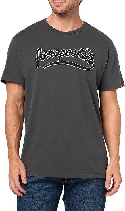 AEROPOSTALE Men's AEROPOSTALE 87 Script Applique Graphic Tee