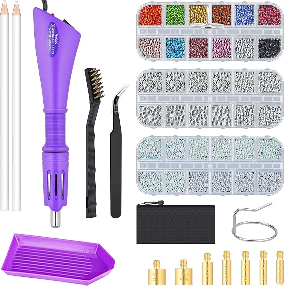 Bedazzler Kit, DIY Hotfix Rhinestones Applicator Tool Kit, Hotfix Applicator Tools with 3 Boxes Hot Fixbedazzling gems for DIY Clothes Shoes Bag Card