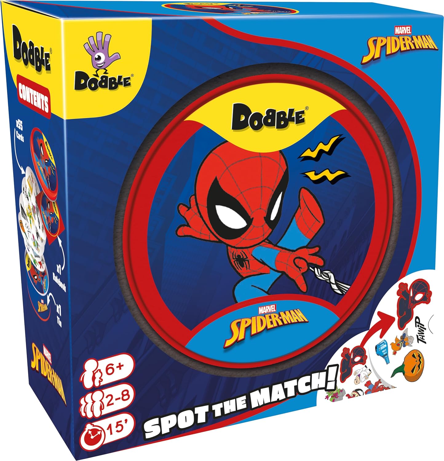 Asmodee | Dobble Spiderman | Family Card Game | Ages 6 | 2-8 Players | 15 Minutes Playing Time