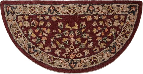 UniFlame - Hand-Tufted Hearth Rug, Red/Beige Finish - Size: 44" L x 22" W