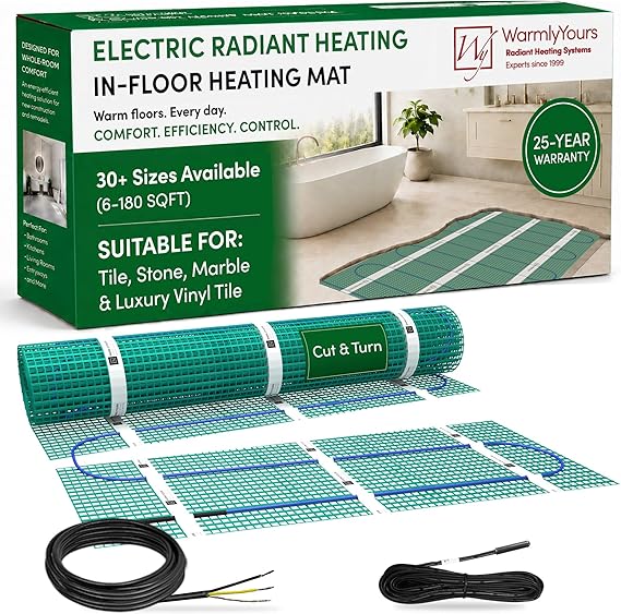 WarmlyYours 43.5sqft 240V Radiant Floor Heating Roll, Cut-and-Turn Mat