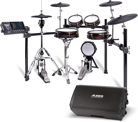 Alesis Strata Core and Strike Amp 12 MK2 - Electric Drum Set with Triple Zone Cymbals, Active Magnetic Hi-Hat, and 12 Inch 2500W Amp Speaker, with Bluetooth