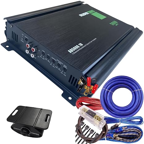 Audio360 AD5000.1 Monoblock Car Subwoofer Amplifier Bundle, 5000W Max, 1000W RMS at 1 Ohm, Class D 1-Ohm Stable Amp with 4-Gauge ANL Wiring Kit