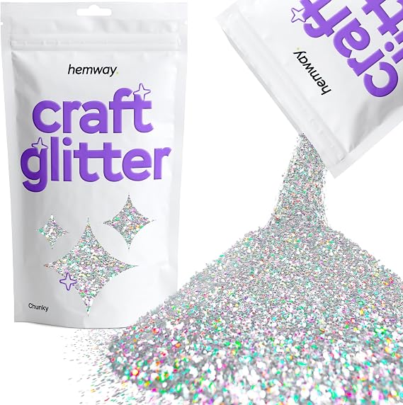 Hemway Craft Glitter Silver Holographic 100g Chunky Glitter