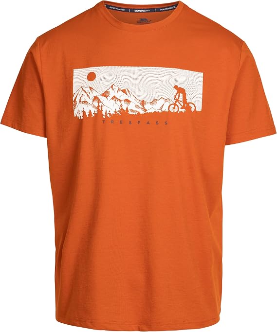 Trespass Mens Casual T-Shirt Short Sleeves and Quickdry with Graphic Nellow