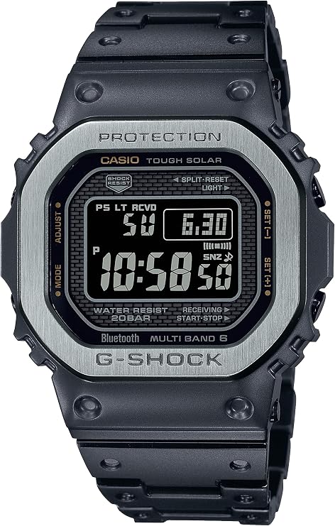 Casio GMW-B5000MB-1JF Men's Wristwatch, Full Metal, Radio Solar, Multi-Finished Black, Bluetooth, Stainless Steel Multi-Finish Black, Radio