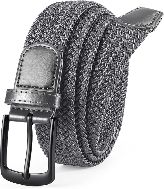 Mens Elastic Woven Golf Belt Casual Stretch Braided Web Belt 1 3/8" Gift for Golf Pants Shorts Jeans