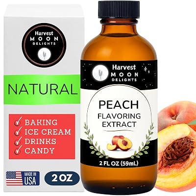 Natural Peach Extract for Baking, Ice Cream, Drinks and Candy - 2 Oz - Harvest Moon Delights - Peach Flavoring, Flavor
