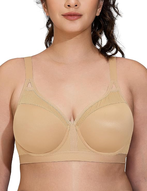 ZeroBound Women's Sports Bra High Impact Lightly Lined Underwire V Neck Full Figure Running Workout Bras