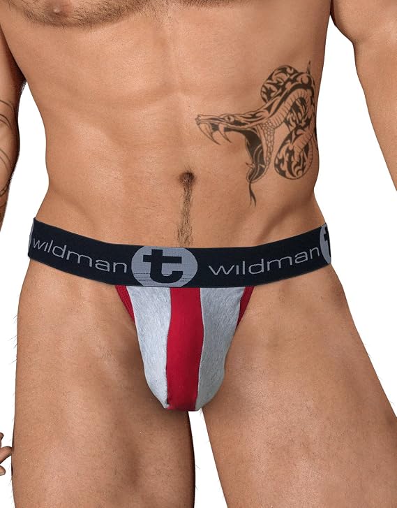 Wildmant Men's Stretch Cotton Big Boy Pouch Strapless Jock Red Large