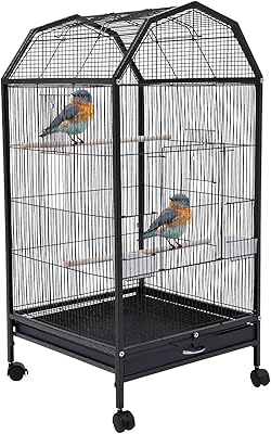Parakeet Bird, Bird Cage with Stand Metal Pet Bird Flight Cages Large Finch Bird Cage for Budgies, Parakeets, Finches, Canaries, Lovebirds, Quaker Parrots, Cockatiels, Conures