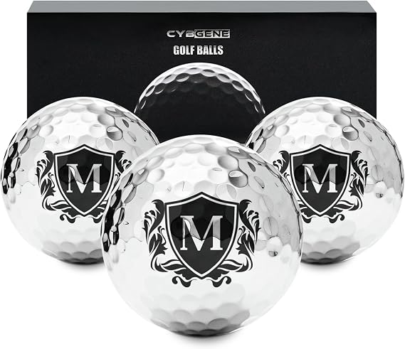 Personalized Golf Balls for Men, Unique Golf Gifts, Cool Accessories for Golfers, Golf Lovers, for Birthday and Christmas, Silver
