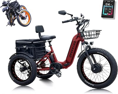 Polar Foldable Electric Trike for Adults, 750W BAFANG Motor, 3 Wheel Electric Bicycle, 65-Mile Long Range Motorized Tricycle, 450 lbs Load Cap, 48V Removable Battery, Grocery Bag