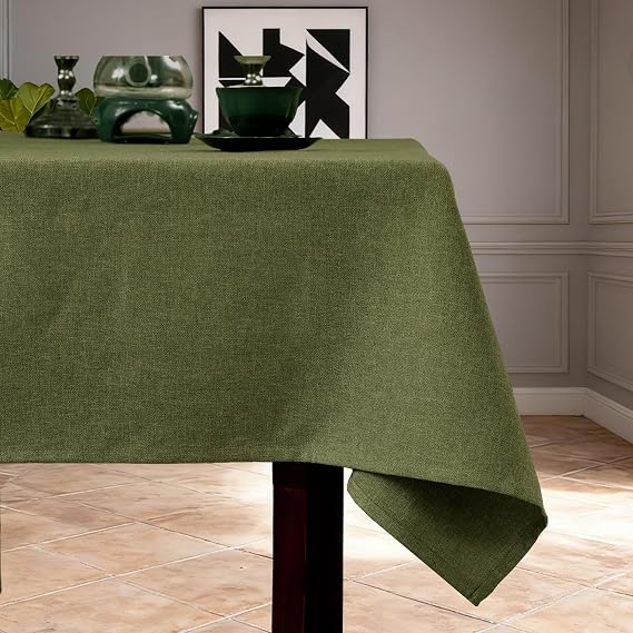 Olive Green Tablecloth Rectangular 55x71 Inch Waterproof Wipeable