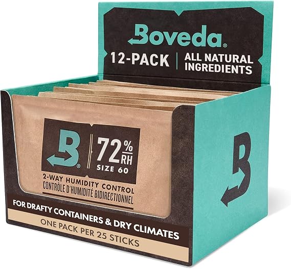 Boveda-Purolar için/Tütün |% 72 RH Nem Kontrol Paketleri | 25-100 puroları için Up ile Kullanımı için Büyük Beden | Puro Humidors için Teknolojisi Patentli | Bireysel Karton 12-Count